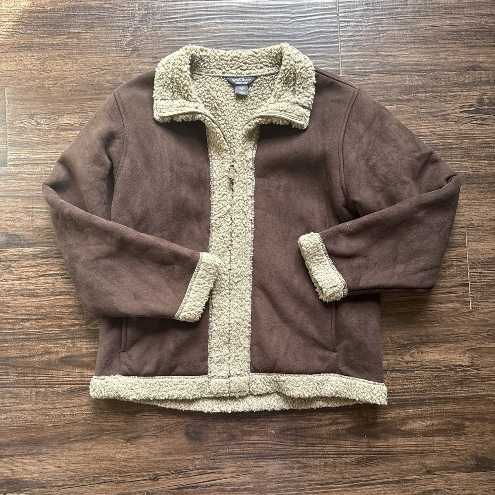 Woolrich Women's Medium Sherpa-Lined Faux Suede Chocolate Jacket